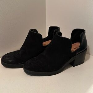 Black cutout heeled booties